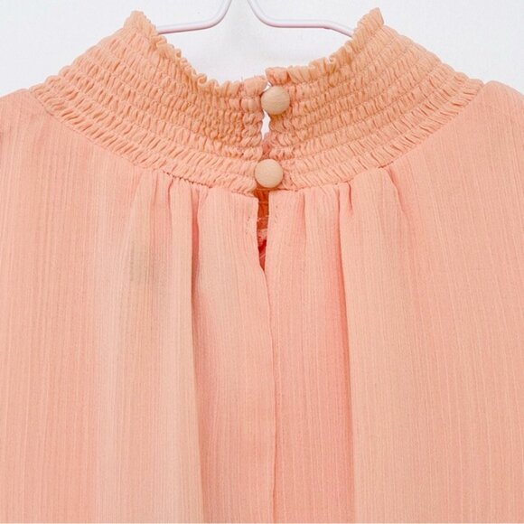 Express Chiffon Mini Dress Women M Mock Neck Tiered Sleeveless Smoke Ne… - Picture 3 of 12